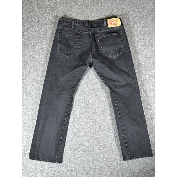 Levis 501 Jeans Black Straight Button Fly Denim‎ Work Mens Size 38x29 - Picture 2 of 11